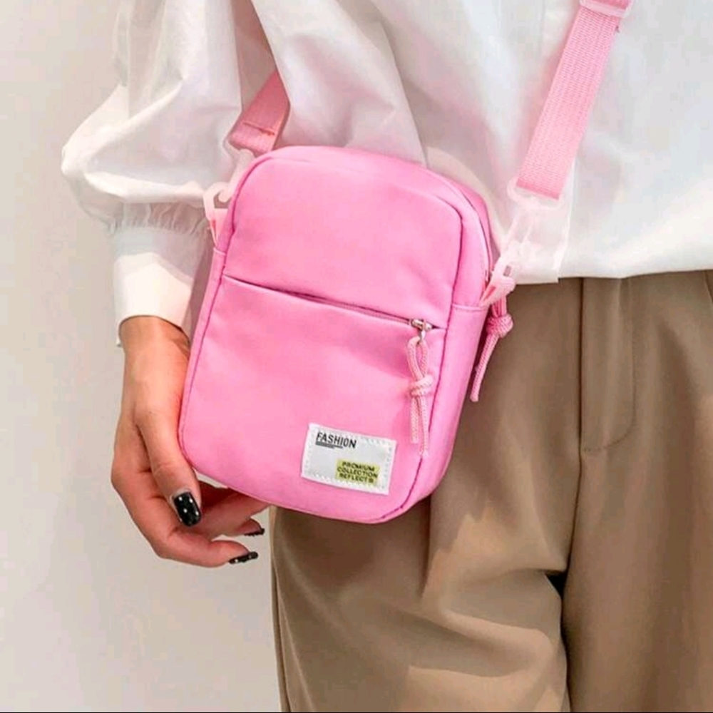 NWOT Mini Crossbody Pink Zippered Tote Bag